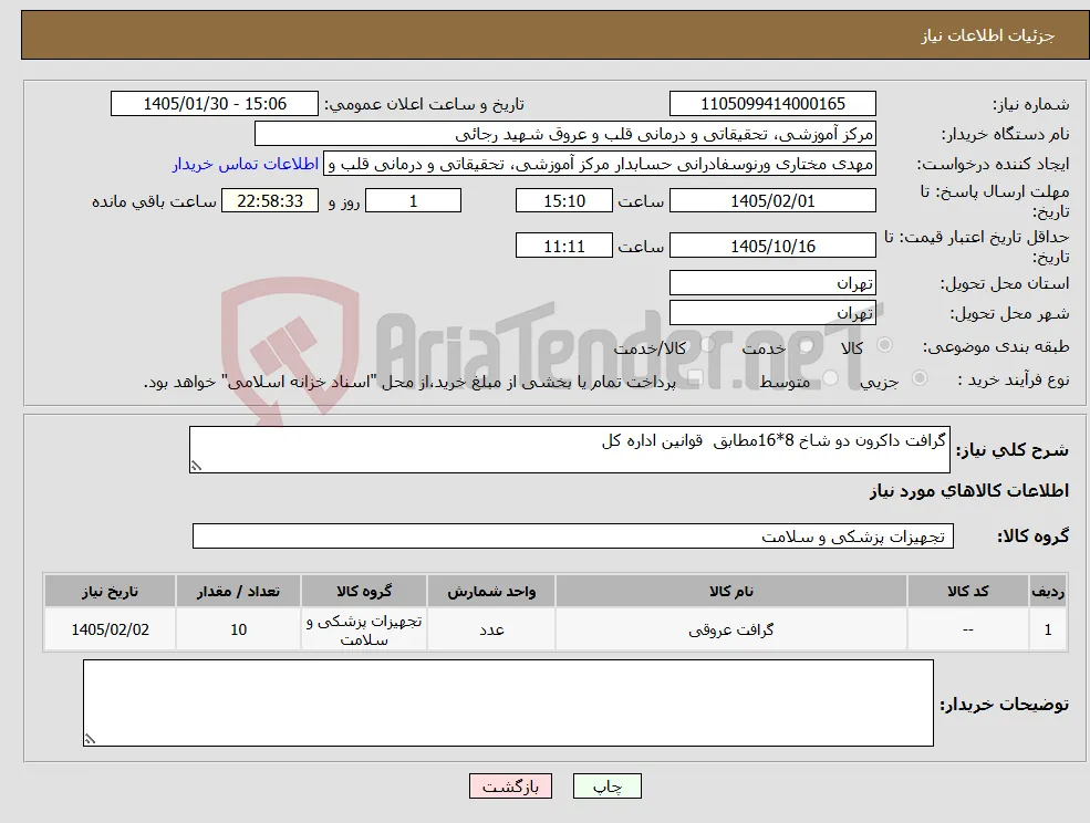 نیاز کالا-گرافت داکرون دو شاخ 8*16مطابق قوانین اداره کل