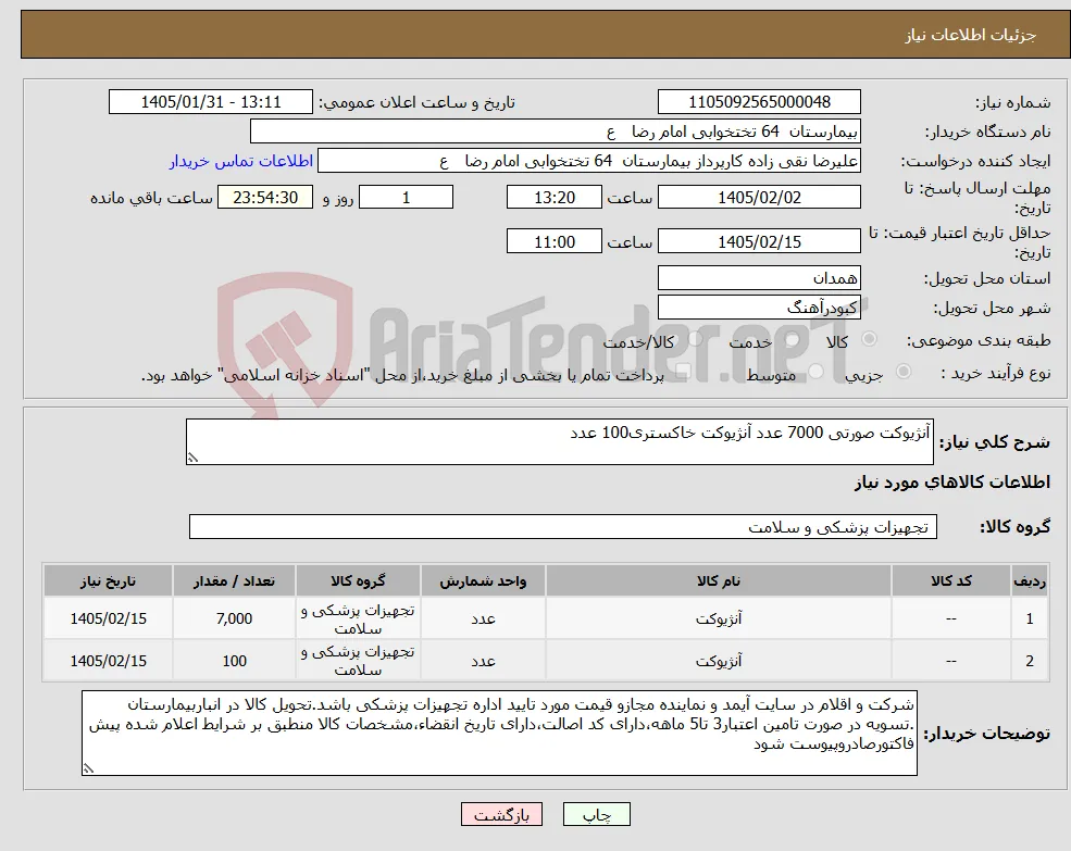 نیاز کالا-آنژیوکت صورتی 7000 عدد آنژیوکت خاکستری100 عدد