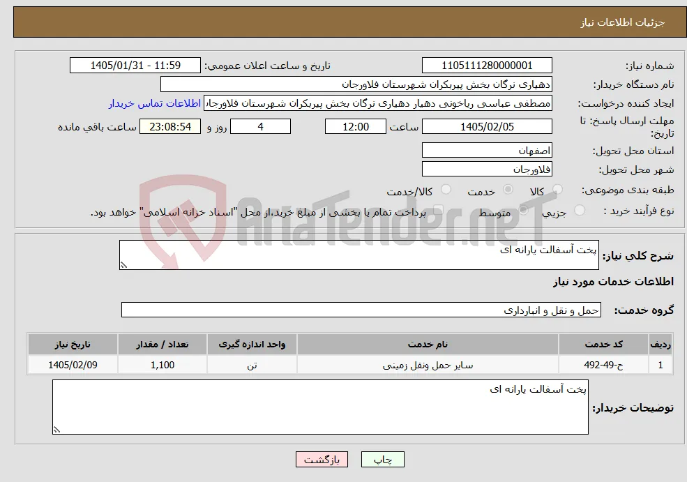نیاز خدمات-پخت آسفالت یارانه ای