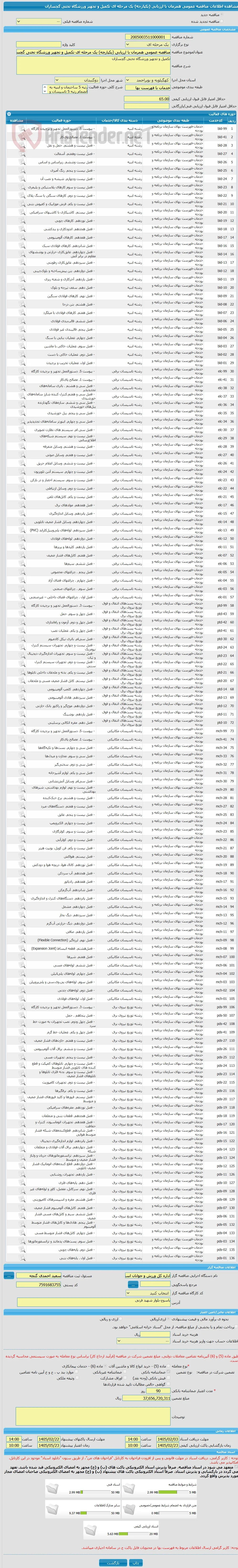 مناقصه عمومی همزمان با ارزیابی (یکپارچه) یک مرحله ای تکمیل و تجهیز ورزشگاه تختی گچساران