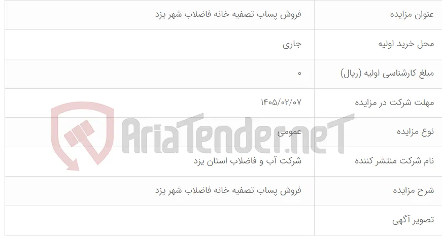 فروش پساب تصفیه خانه فاضلاب شهر یزد