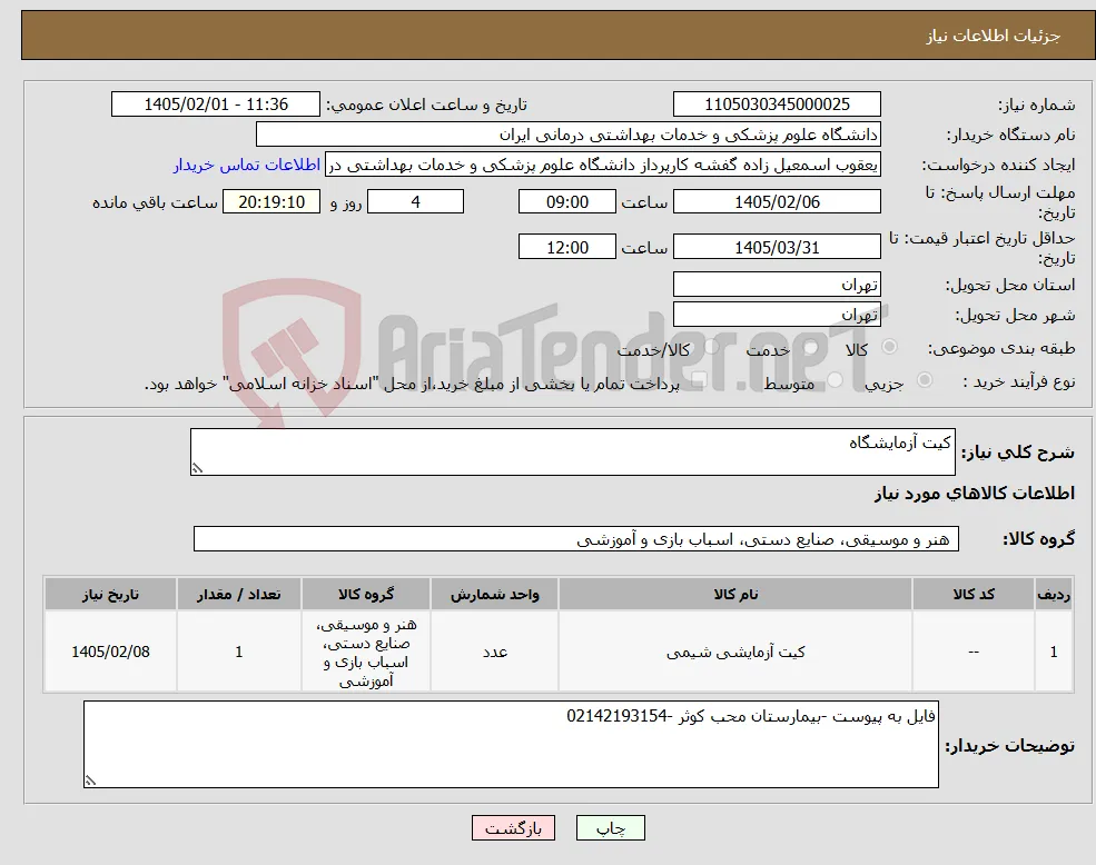 نیاز کالا-کیت آزمایشگاه 