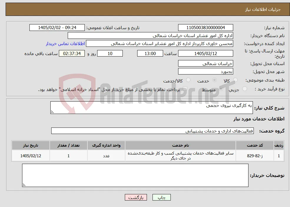 نیاز خدمات-به کارگیری نیروی حجمی