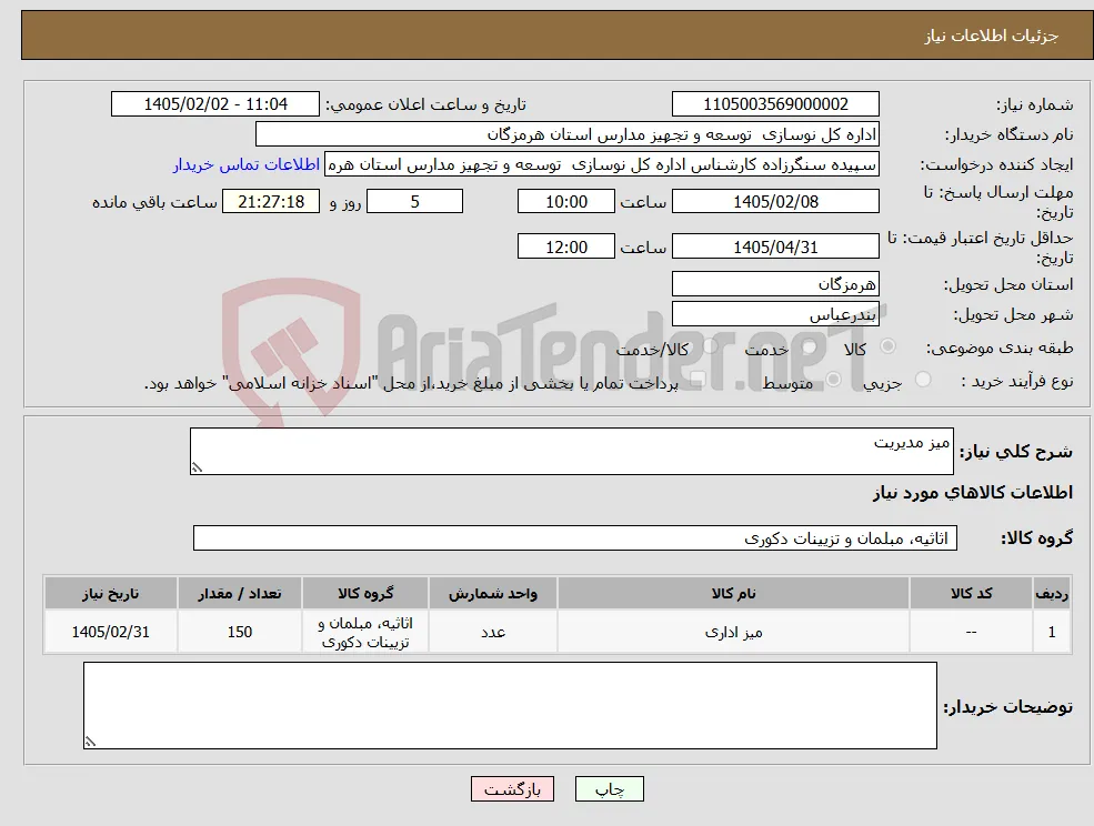 نیاز کالا-میز مدیریت