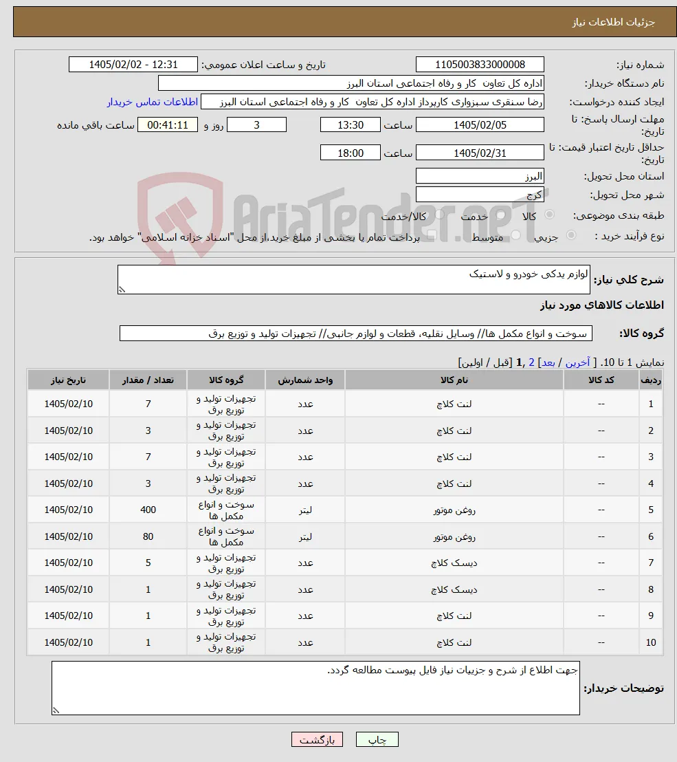 نیاز کالا-لوازم یدکی خودرو و لاستیک