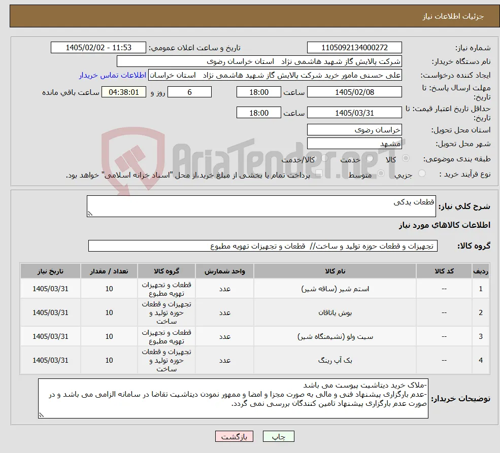 نیاز کالا-قطعات یدکی