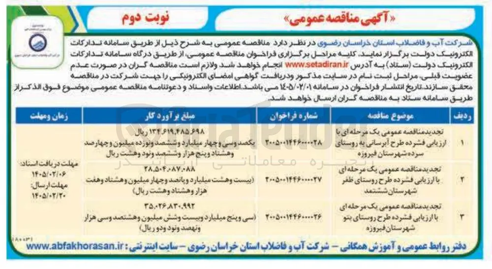ارزیابی فشرده طرح روستا