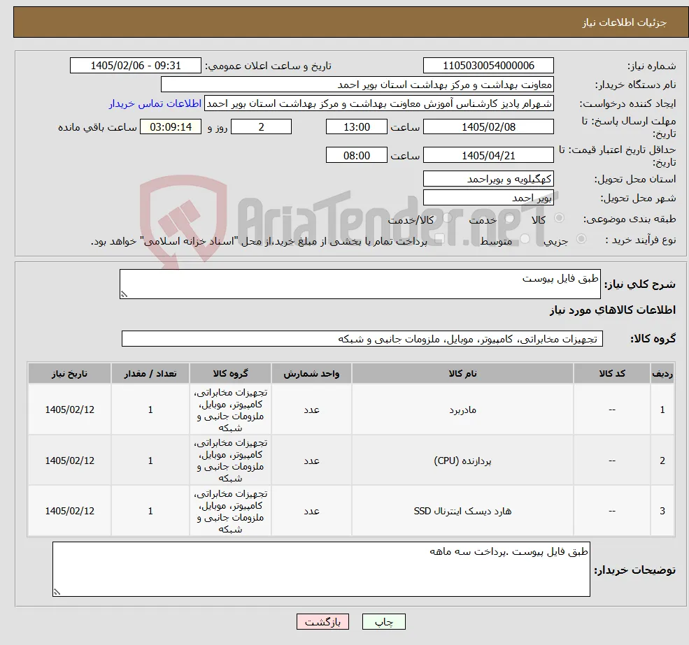 نیاز کالا-طبق فایل پیوست