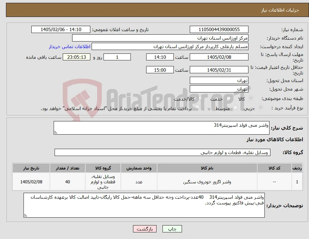 نیاز کالا-واشر منی فولد اسپرینتر314