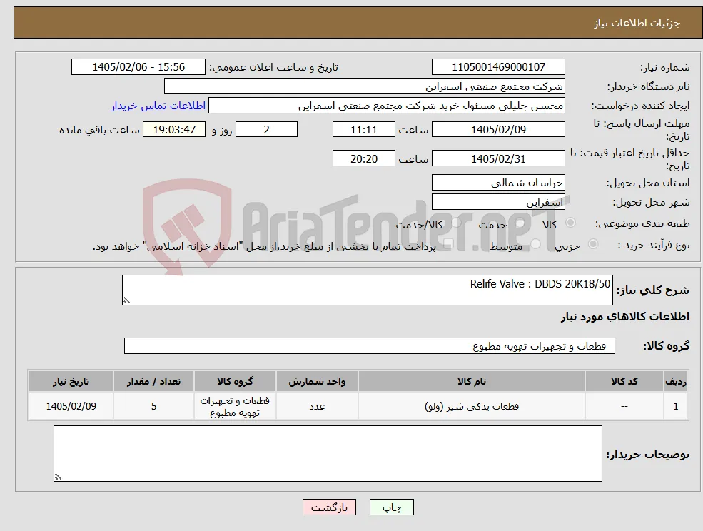 نیاز کالا-Relife Valve : DBDS 20K18/50