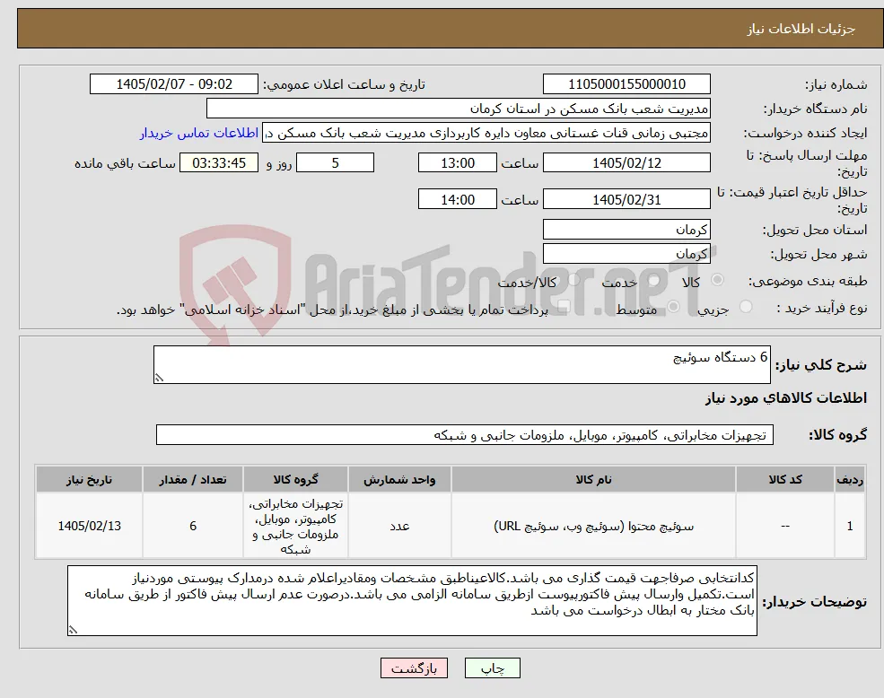نیاز کالا-6 دستگاه سوئیچ 