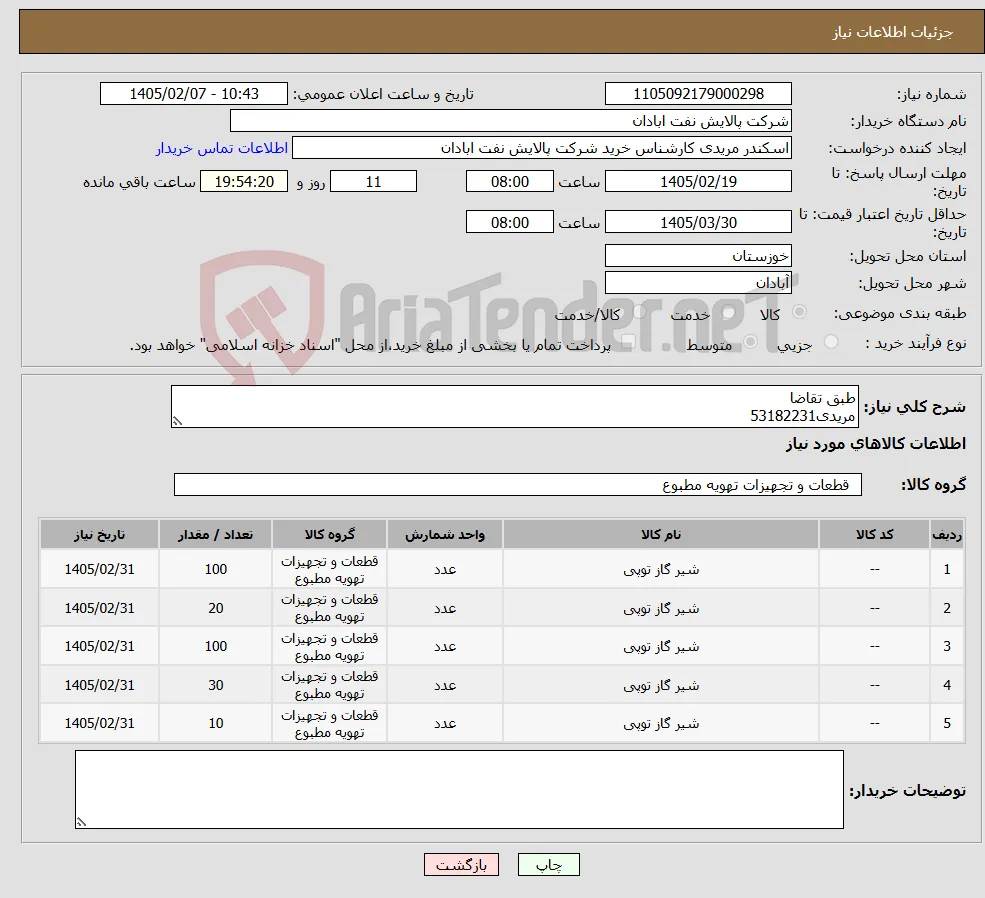 نیاز کالا-طبق تقاضا مریدی53182231