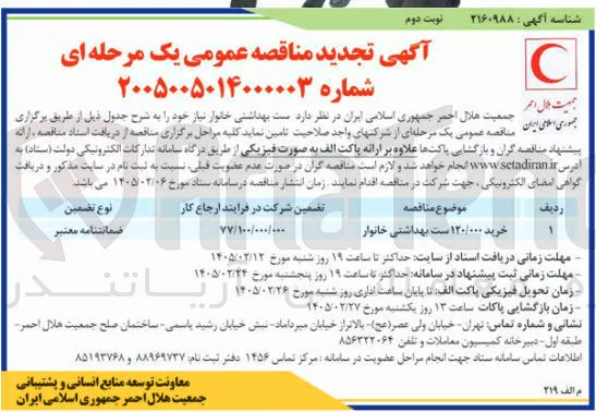 خرید ۱۲۰/۰۰۰ ست بهداشتی خانوار 