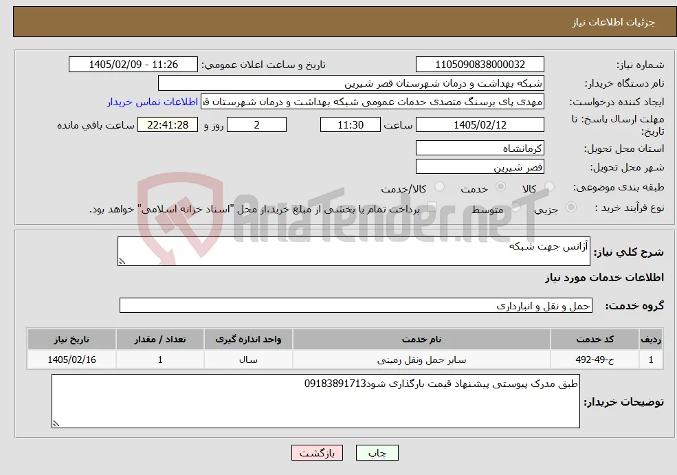 نیاز خدمات-آژانس جهت شبکه