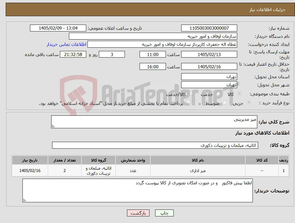 نیاز کالا-میز مدیریتی