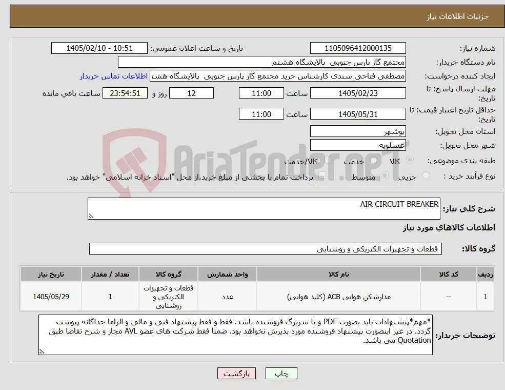 نیاز کالا-AIR CIRCUIT BREAKER