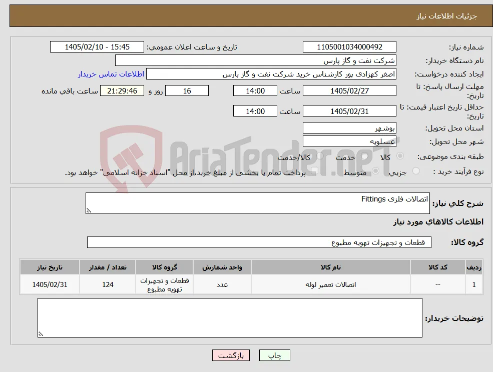 نیاز کالا-اتصالات فلزی Fittings
