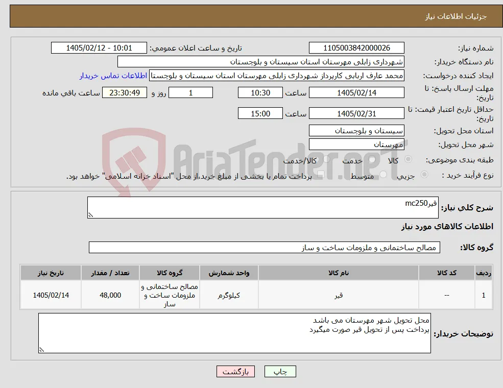 نیاز کالا-قیرmc250