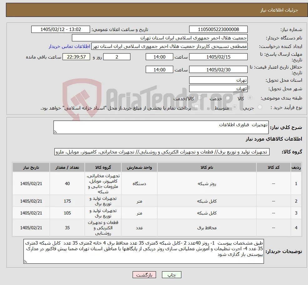 نیاز کالا-تهجیزات فناوری اطلاعات