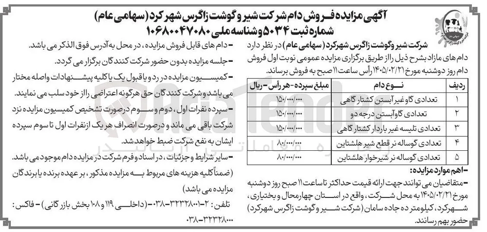 فروش دام