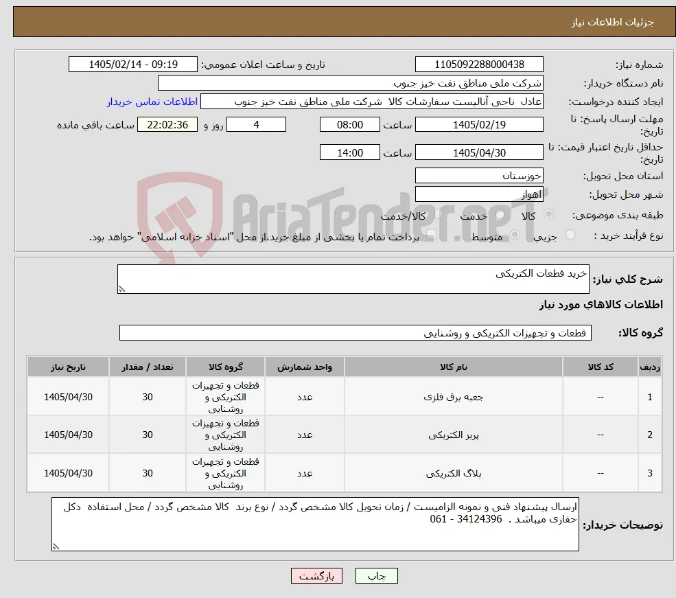 نیاز کالا-خرید قطعات الکتریکی