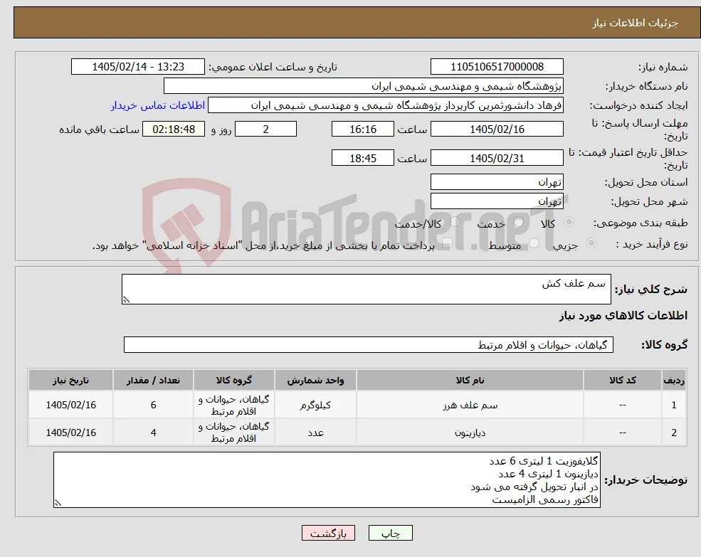نیاز کالا- سم علف کش