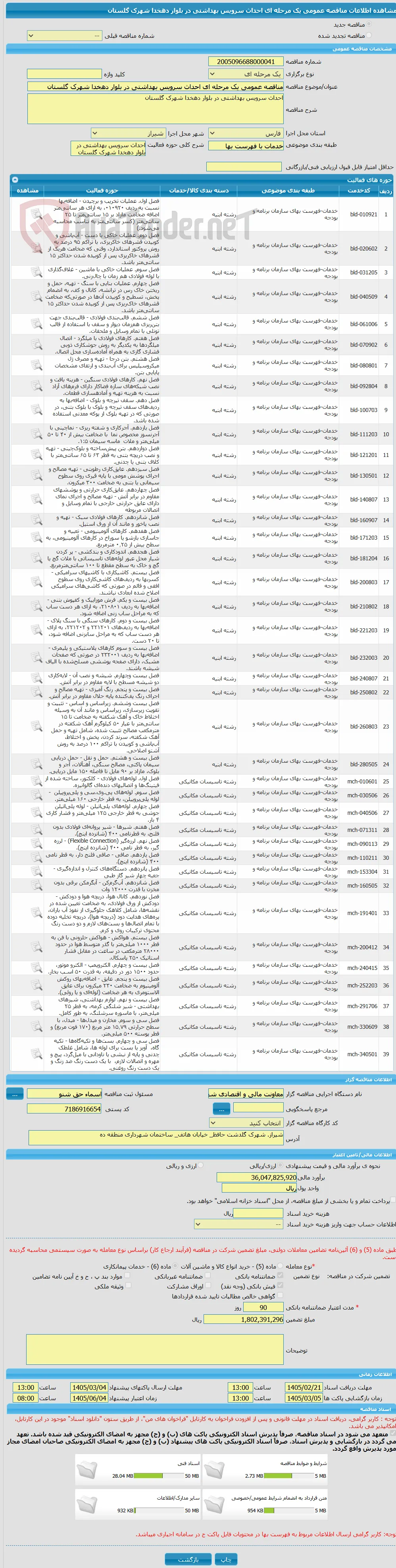 مناقصه عمومی یک مرحله ای احداث سرویس بهداشتی در بلوار دهخدا شهرک گلستان