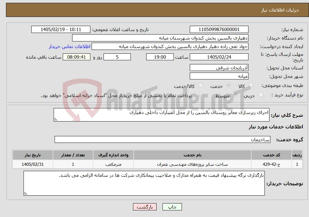 نیاز خدمات-اجرای زیرسازی معابر روستای بالسین را از محل اعتبارات داخلی دهیاری