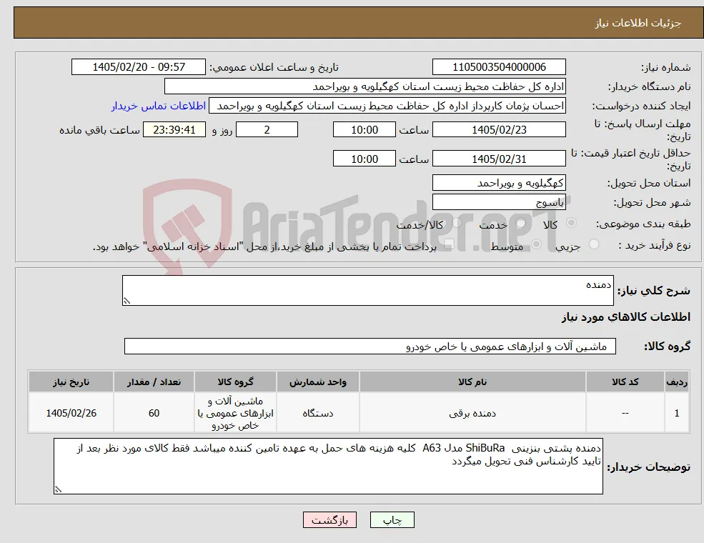 نیاز کالا-دمنده
