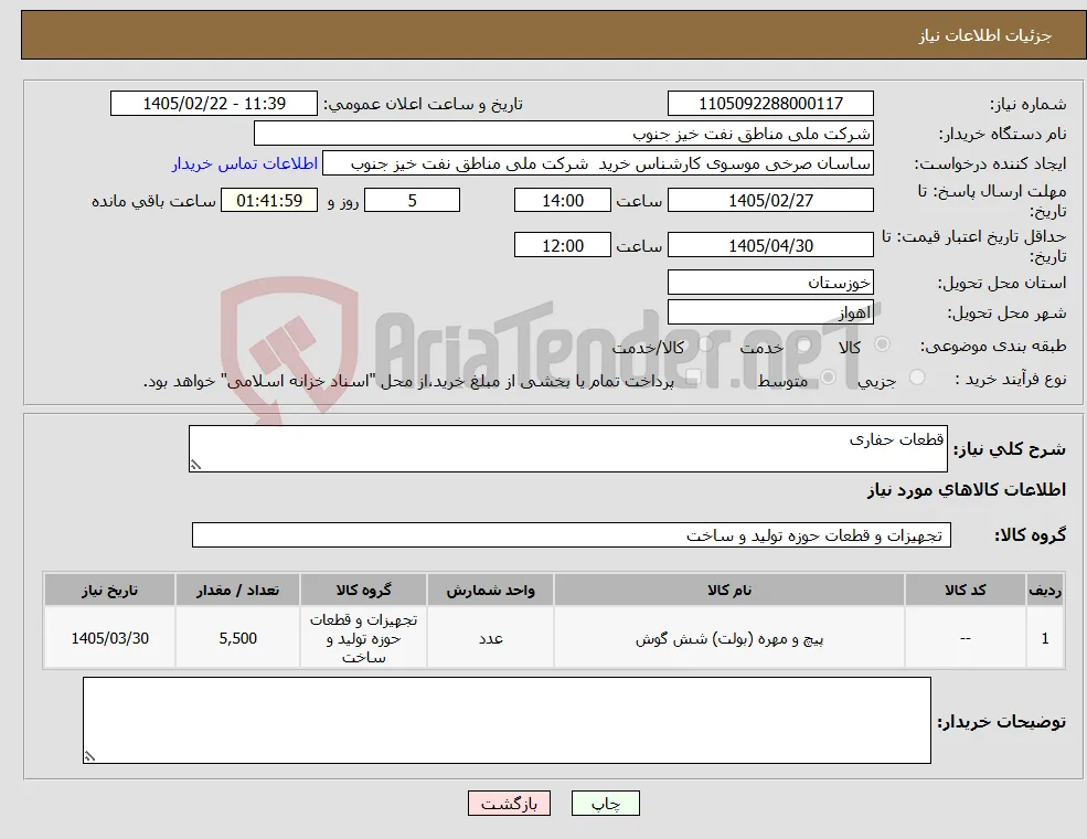 نیاز کالا-قطعات حفاری