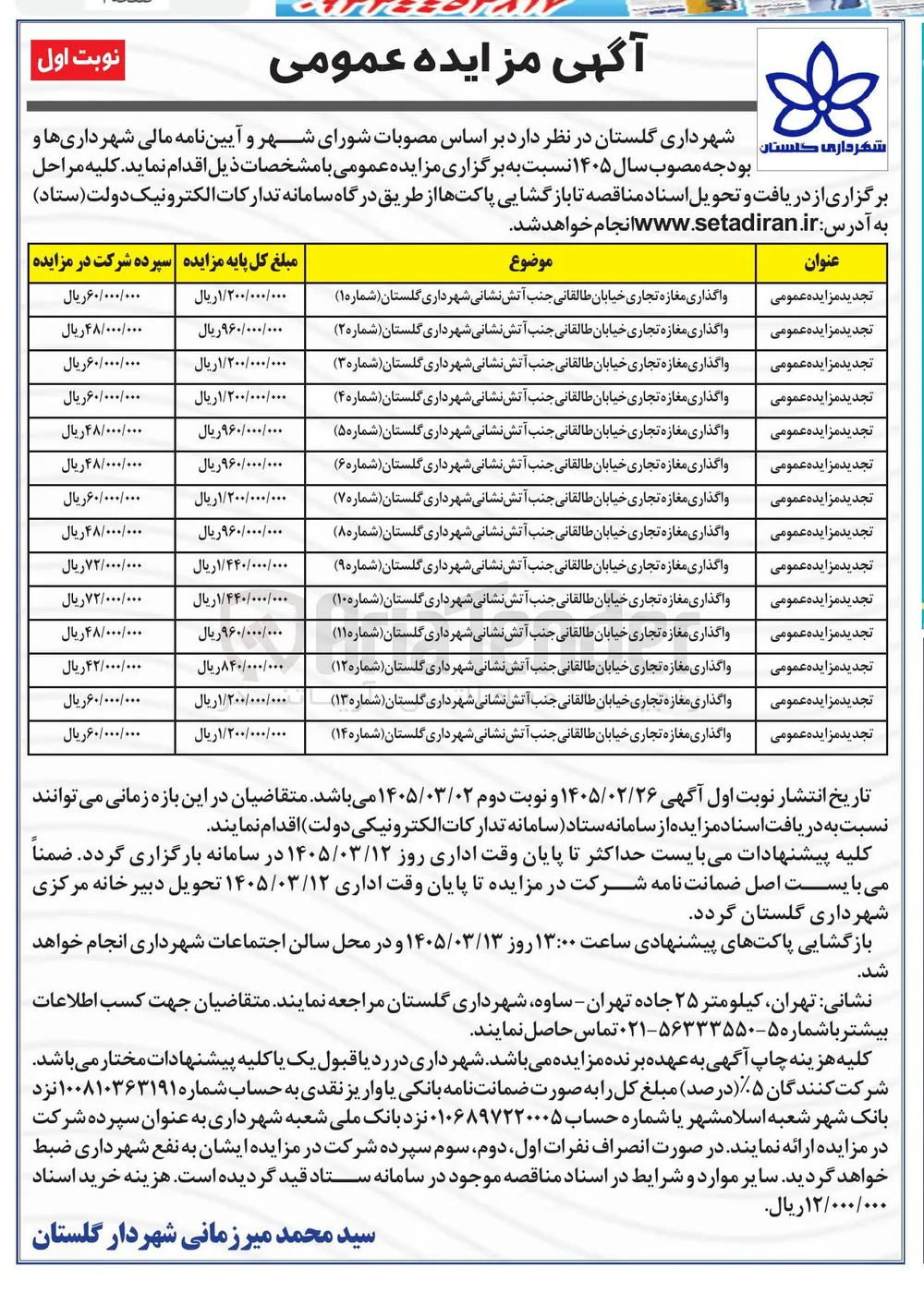 واگذاری مغازه تجاری