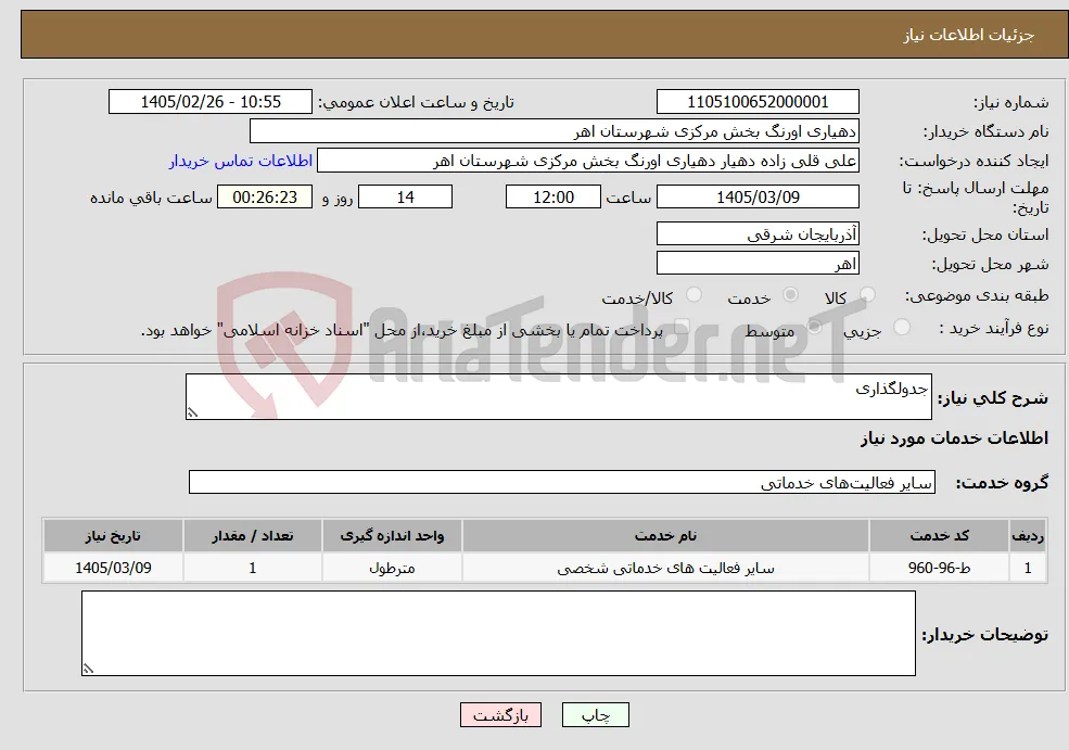 نیاز خدمات-جدولگذاری