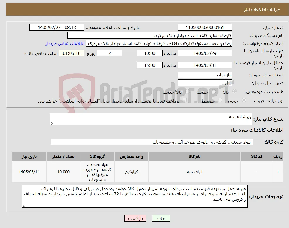 نیاز کالا-زیرشانه پنبه