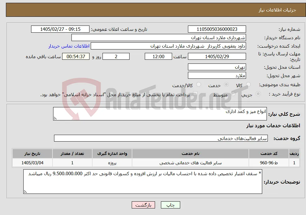 نیاز خدمات-انواع میز و کمد اداری 