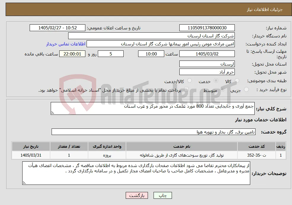 نیاز خدمات-جمع آوری و جابجایی تعداد 800 مورد علمک در محور مرکز و غرب استان