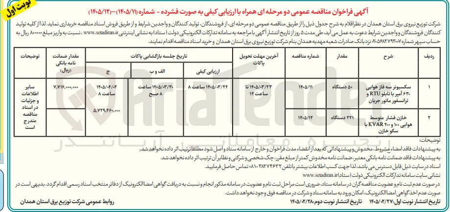 خرید سکسیونر سه فاز هوایی ۶۳۰ آمپر با تابلو RTU و ترانسفورماتور جریان