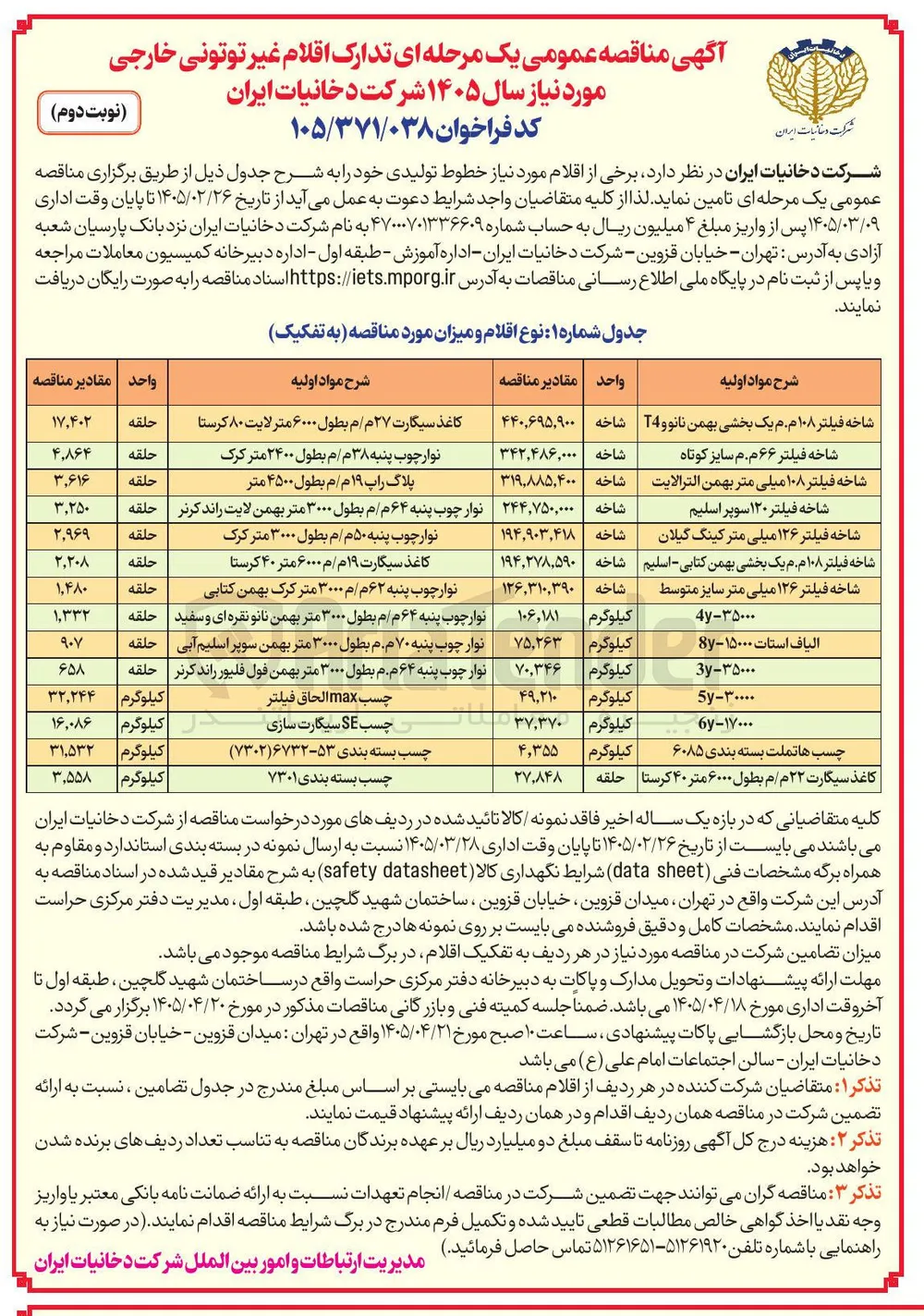خرید شاخه فیلتر ۱۲۶ میلی متر کینگ گیلان