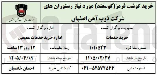 خرید گوشت قرمز گوسفند مورد نیاز رستوران ها