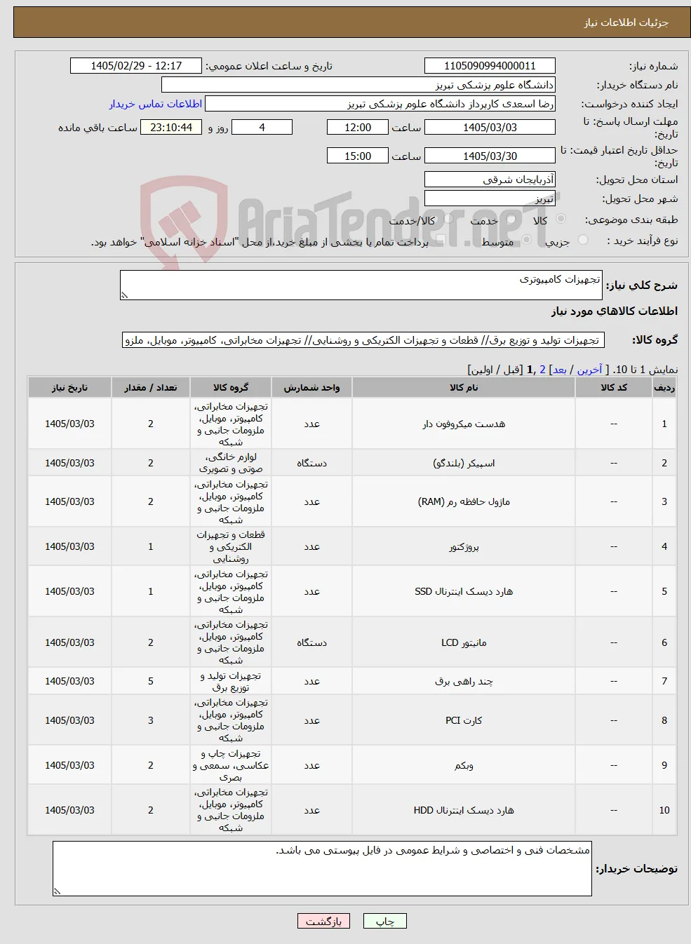 نیاز کالا-تجهیزات کامپیوتری