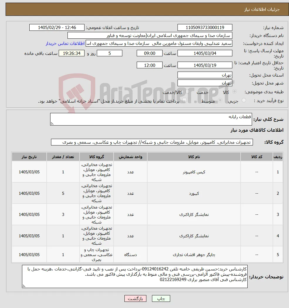 نیاز کالا-قطعات رایانه