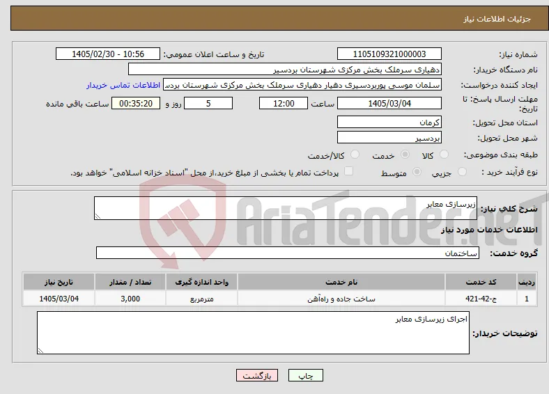 نیاز خدمات-زیرسازی معابر