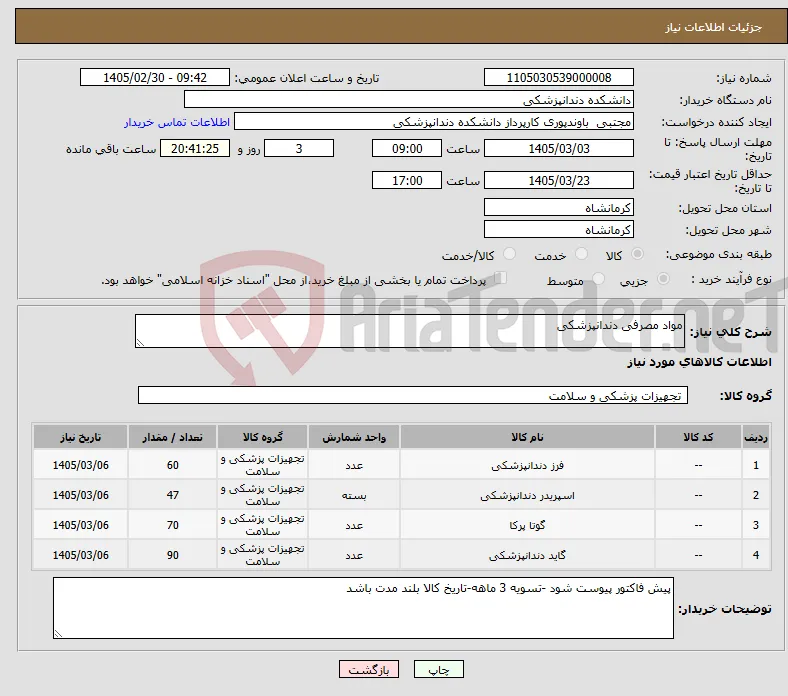 نیاز کالا-مواد مصرفی دندانپزشکی