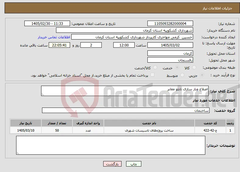 نیاز خدمات-اصلاح وباز سازی تابلو معابر 