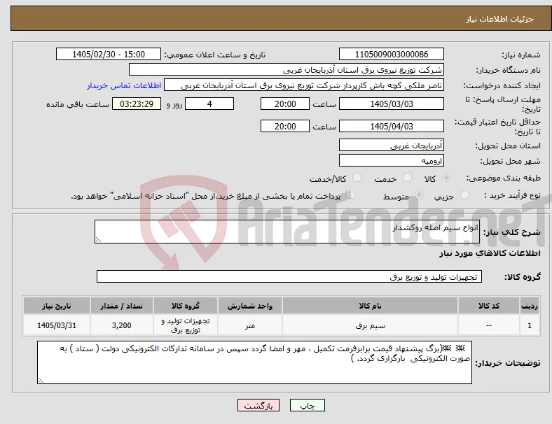 نیاز کالا-انواع سیم اصله روکشدار