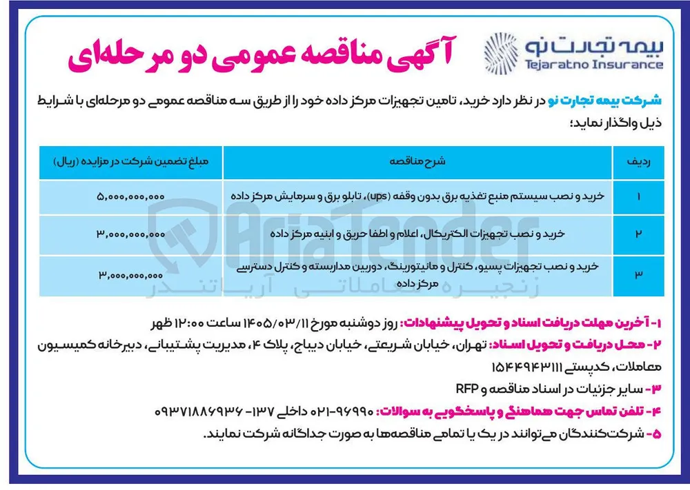خرید و نصب سیستم منبع تغذیه برق بدون وقفه (ups)، تابلو برق و سرمایش مرکز داده
