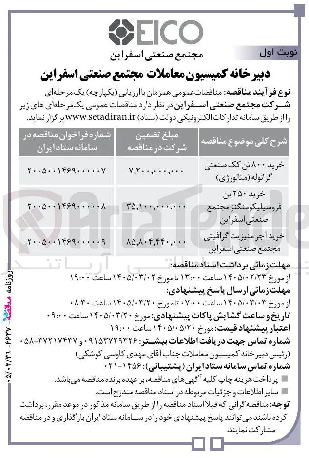 خرید 800 تن کک صنعتی گرانوله (متالورژی)