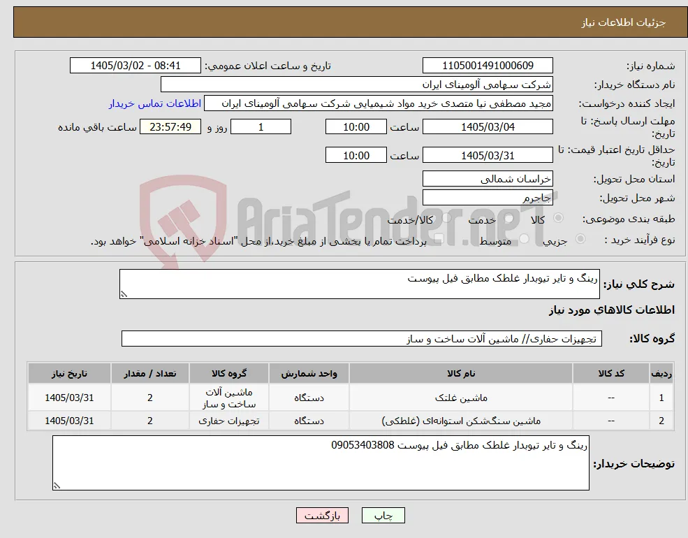 نیاز کالا-رینگ و تایر تیوبدار غلطک مطابق فیل پیوست 