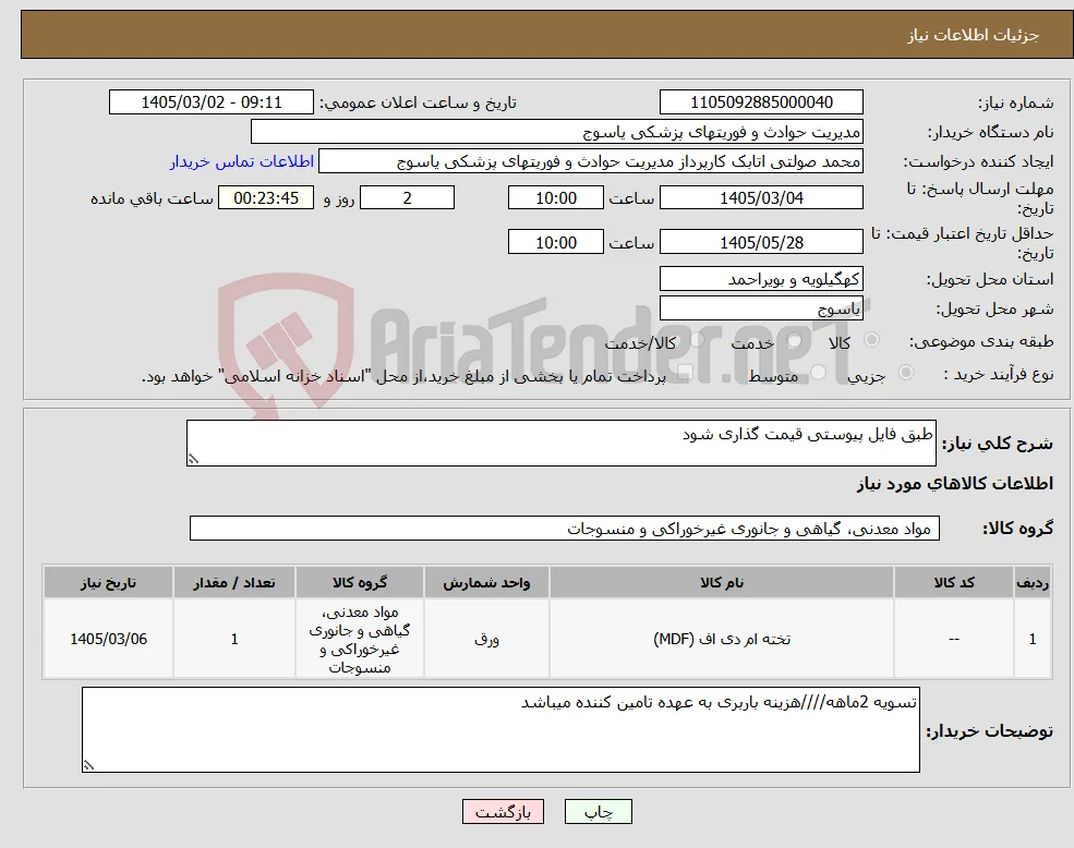 نیاز کالا-طبق فایل پیوستی قیمت گذاری شود