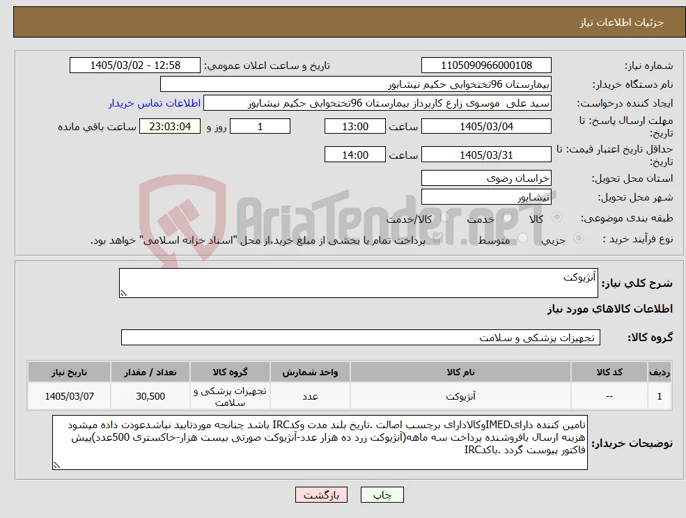 نیاز کالا-آنژیوکت 