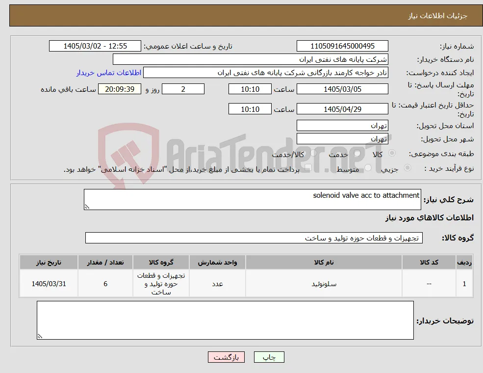 نیاز کالا-solenoid valve acc to attachment